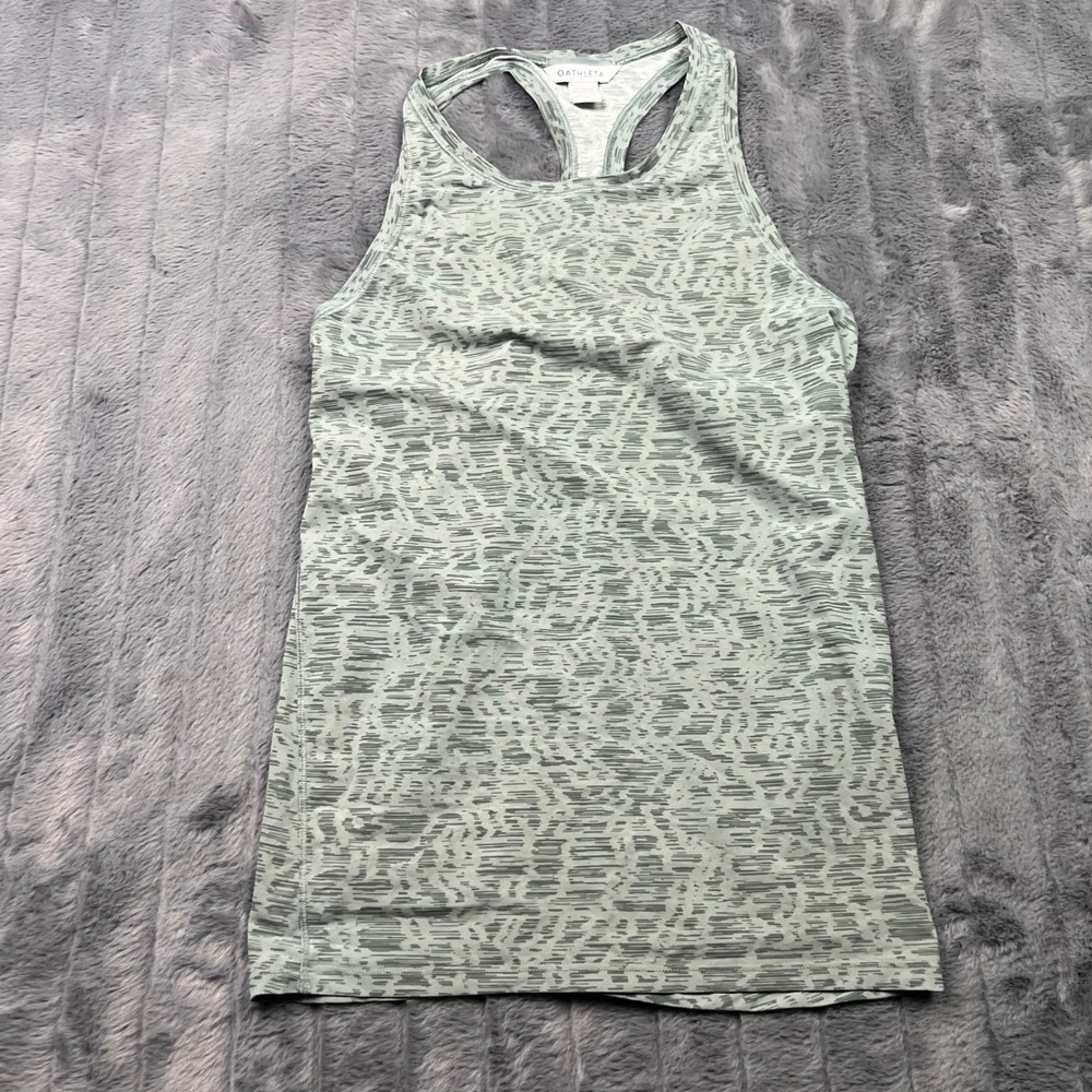 Athleta Ultimate Train Printed Tank Sage Green Grey Racerback Activewear Medium